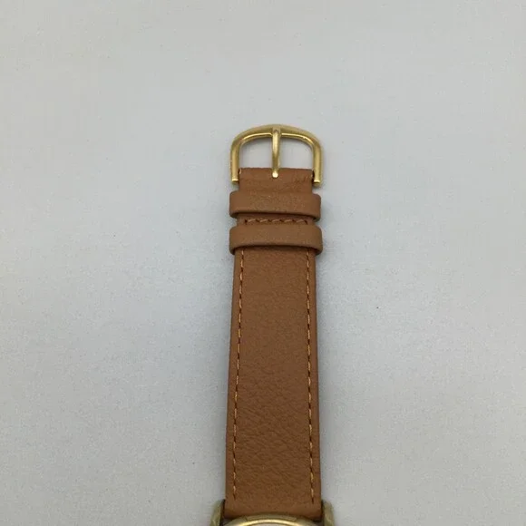 Vtg Timex Indiglo Watch Men 35mm Gold Tone Date Leather Band New Battery - Picture 8 of 15